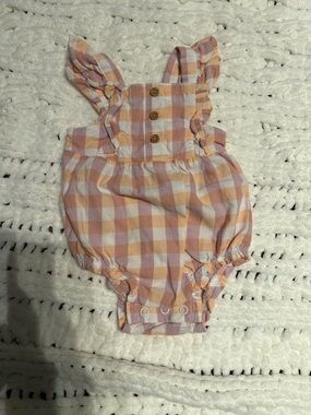 Carter's Peach, White & Lavender Gingham Baby One-Piece